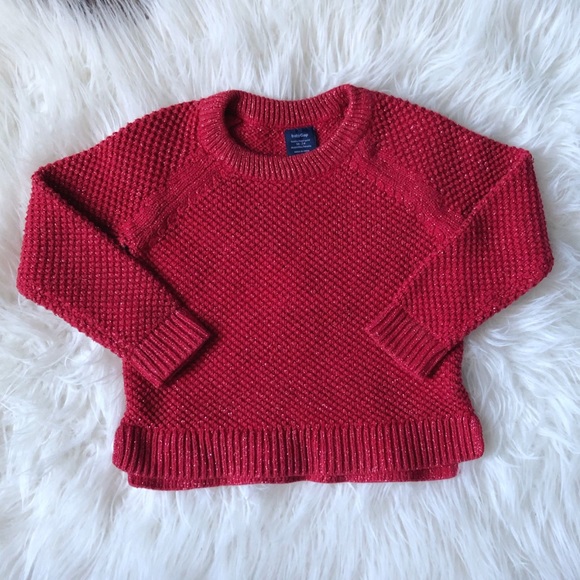 Red Sweater with Silver Threading - Picture 1 of 4